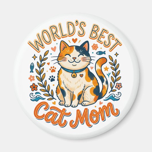 世界で最高の猫ママ！ マグネット (正面)