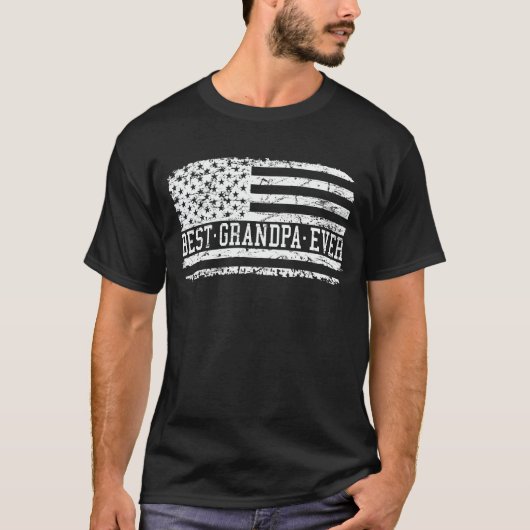 世界で最高の祖父 米国国旗 祖父の日 プレゼント Tシャツ (正面)