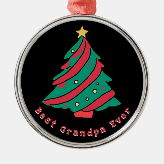 世界で最高の祖父 | 黒のクリスマスツリー メタルオーナメント (正面)