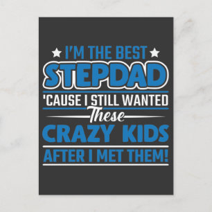 世界で最高の義理の父親ステッカー crazy kids へのプレゼント 父の日のギフト ポストカード