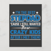 世界で最高の義理の父親ステッカー crazy kids へのプレゼント 父の日のギフト ポストカード (正面)