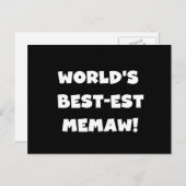 世界で最高のMemaw 黒と白のTシャツ ポストカード (正面/裏面)