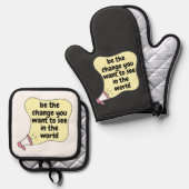 世界で見たい変化である 鍋つかみ&鍋敷きセット (正面/裏面)