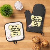 世界で見たい変化である 鍋つかみ&鍋敷きセット (トップダウン)