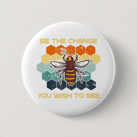 世界で見たい変化であるBee Sun 缶バッジ (正面)