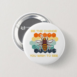 世界で見たい変化であるBee Sun 缶バッジ