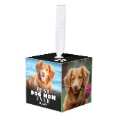 世界で１つだけの最高のドッグママの写真クリスマスプレゼント キューブオーナメント (正面アングル)