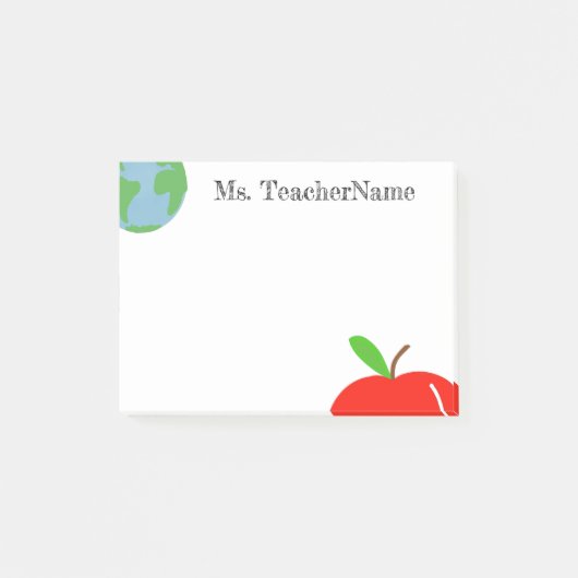 世界とアップルパーソナライズされた ポストイット (正面)