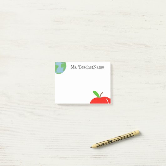 世界とアップルパーソナライズされた ポストイット (デスク上)