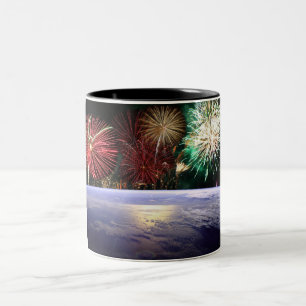 世界と花火 ツートーンマグカップ