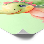 世界にあなたの咆哮を聞かせろ！ かわいい水彩恐竜 ポスター (角)