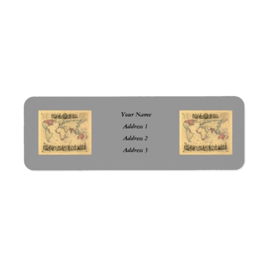 世界におけるイギリス帝国の1850年代の地図 ラベル (正面)