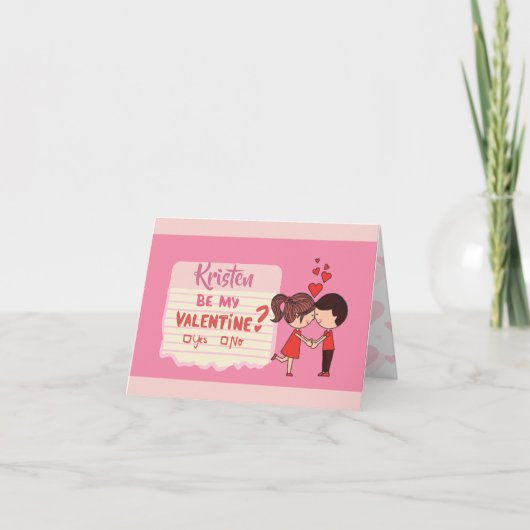 世界にひとつだけのバレンタインデーカード「Be Mine」イエス・ノー カード (正面)