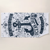 世界によってが大きい行く探検するであるあなたのモノグラム|を加えて下さい ビーチタオル (正面)