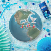 世界にクリスマスの喜び 白い鳩と共に ペーパープレート (パーティー)