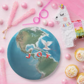 世界にクリスマスの喜び 白い鳩と共に ペーパープレート (パーティー)