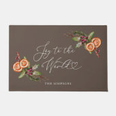 世界にクリスマスの緑のスパイス喜び ドアマット (正面)