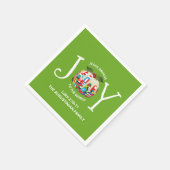 世界にモダンのクリスマスの緑の喜び スタンダードカクテルナプキン (角)