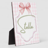 世界に一つだけのステラちゃんのベビーガール用ナーセリーボウ&ギンガム フォトプラーク (側面)