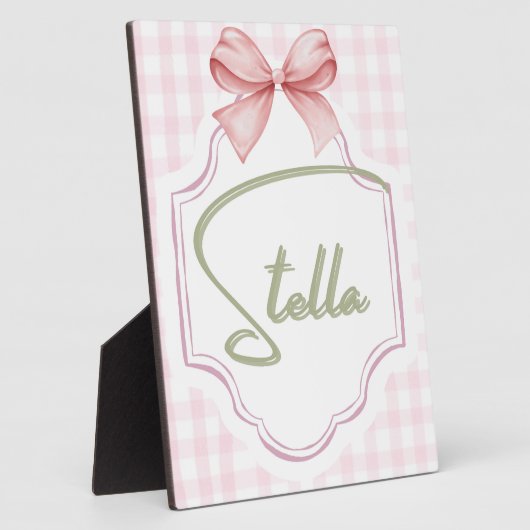世界に一つだけのステラちゃんのベビーガール用ナーセリーボウ＆ギンガム フォトプラーク (側面)