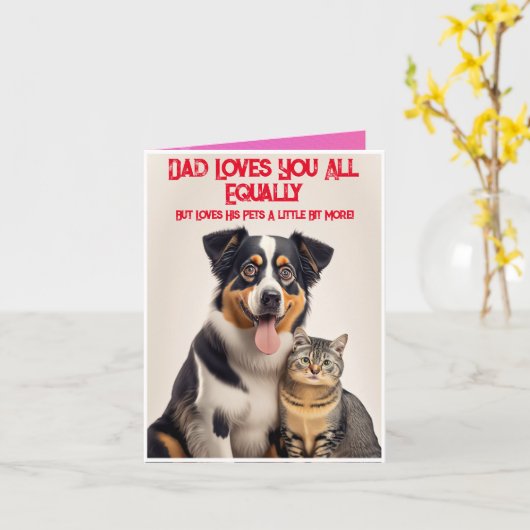 世界に一つだけのパパのためのおかしいペット写真の父の日カード カード (黄色い花)