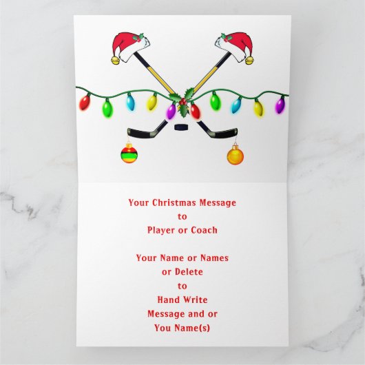 世界に一つだけのビッグなホッケー用クリスマスカード 3つのサイズから選べます カード (内部)
