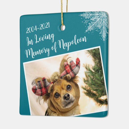 世界に一つだけのペットのメモリアルクリスマスフォト セラミックオーナメント (左)