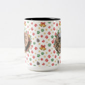 世界に一つだけのペットの写真と肉球プリントが入ったクリスマスマグカップ ツートーンマグカップ (中央)