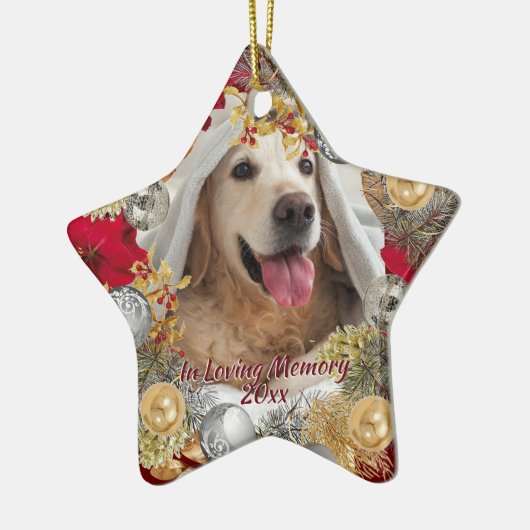 世界に一つだけのペット写真メモリアルクリスマスリース セラミックオーナメント (左)