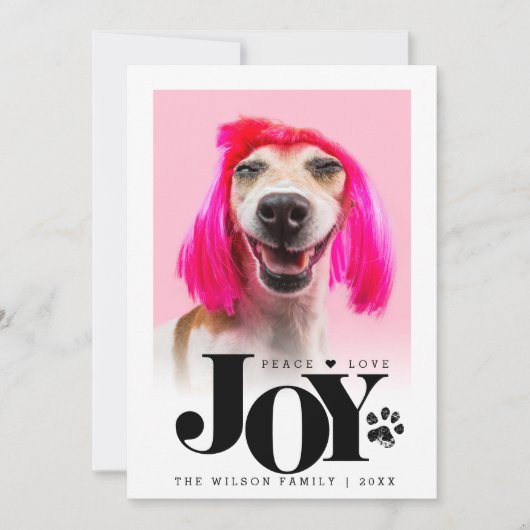 世界に一つだけのペット写真 JOY ポイントラッピングホリデー シーズンカード (正面)