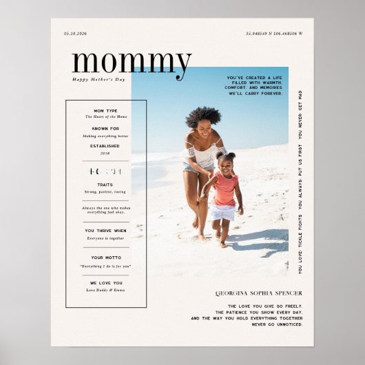 世界に一つだけのママの写真　現代的なデザインの記念品 ポスター (正面)