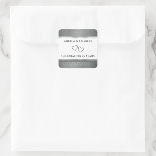 世界に一つだけの優雅で豪華な銀の25周年記念品 スクエアシール (バッグ)