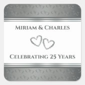 世界に一つだけの優雅で豪華な銀の25周年記念品 スクエアシール (正面)