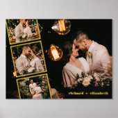 世界に一つだけの写真コラージュ オーダーメイド ネーム入り おしゃれ ゴールド 箔ポスター (正面)