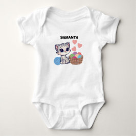世界に一つだけの子猫と糸の赤ちゃん用ボディスーツ ベビーボディスーツ