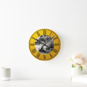 世界に一つだけの家族の特別な瞬間を、黄金に輝くヴィンテージ写真で / オーダーメイド ラウンド壁時計 (ホーム)