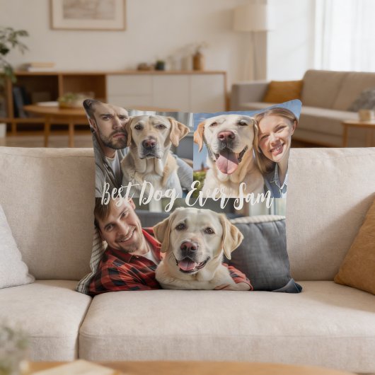 世界に一つだけの愛犬の写真コラージュ記念品 クッション
