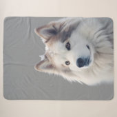 世界に一つだけの愛犬の写真入りグレー毛布 シェルパブランケット (正面(横))