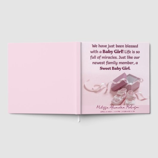 世界に一つだけの新生児のための記念品とシャワーの思い出 ゲストブック (全面)