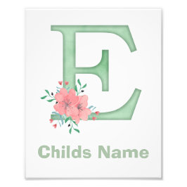 世界に一つだけの水彩画　アルファベットのE　写真プリント フォトプリント           