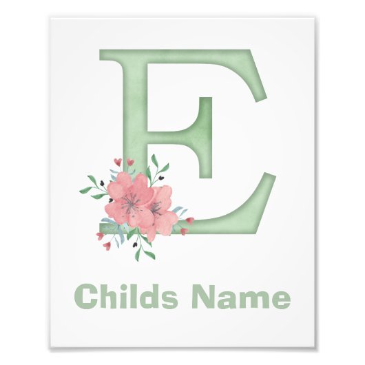 世界に一つだけの水彩画　アルファベットのE　写真プリント フォトプリント            (正面)