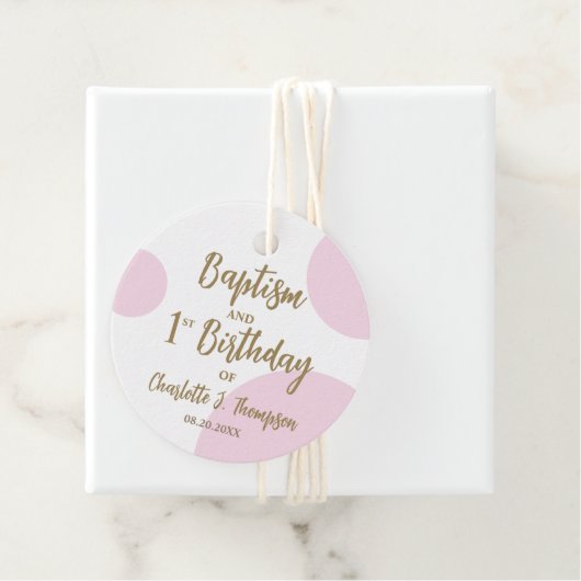 世界に一つだけの特別なピンクゴールドの赤ちゃんの洗礼と1歳の誕生日 フェイバータグ (インサイチュ)