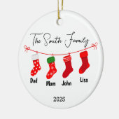 世界に一つだけの特別な四人家族のオーナメント、家族へのプレゼント セラミックオーナメント (左)