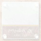 世界に一つだけの特別な四角い大理石の木製 姓 エスト 日付 ガラスコースター (裏面)