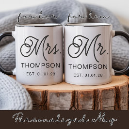 世界に一つだけの特別な夫婦へのプレゼント - カスタムオーダーのMr. & Mrs. マグカップ 結