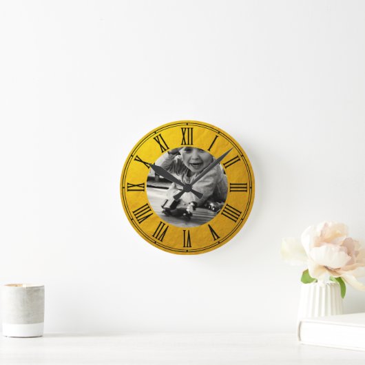 世界に一つだけの特別な家族の宝物 - オーダーメイド ヴィンテージ ゴールド フォトフレーム / オ ラウンド壁時計 (ホーム)