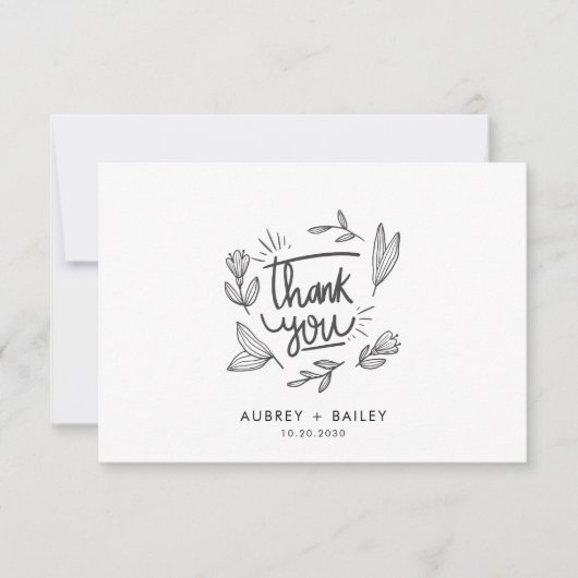 世界に一つだけの美しいカリグラフィーで綴るウェディングサンクスノート豪華版 サンキューカード (正面)