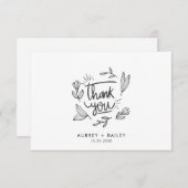 世界に一つだけの美しいカリグラフィーで綴るウェディングサンクスノート豪華版 サンキューカード (正面/裏面)