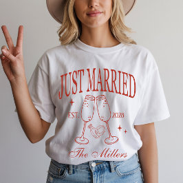 世界に一つだけの花嫁と花婿のハネムーンTシャツ Tシャツ