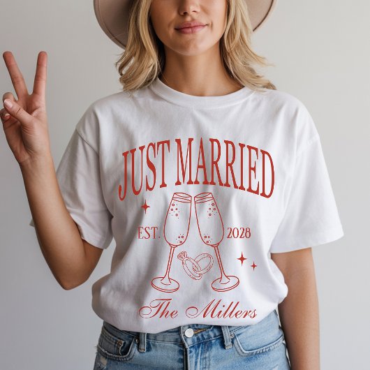 世界に一つだけの花嫁と花婿のハネムーンTシャツ Tシャツ
